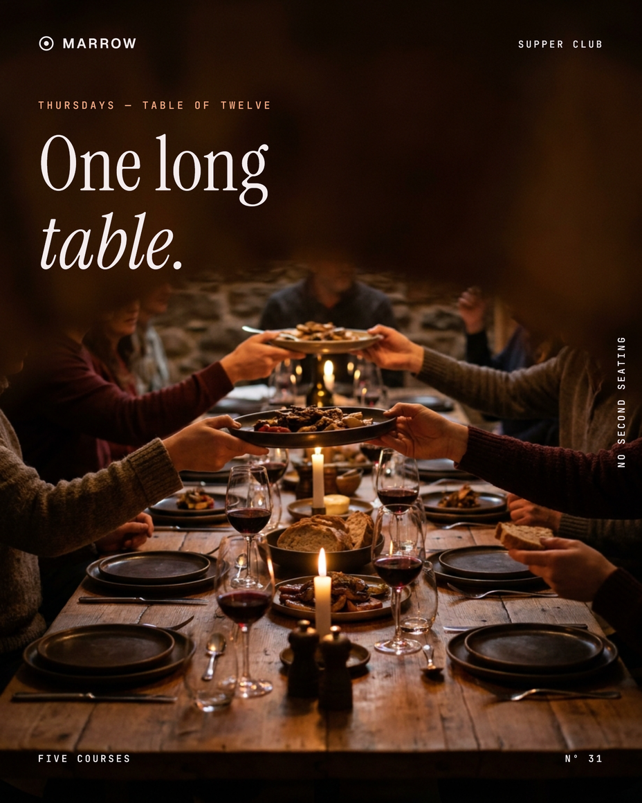 Generated brand post: Marrow, supper club